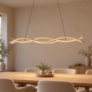 Eglo lasana 4 lampadario a sospensione led 35w 3000k 90cm per sala da pranzo moderno marrone chiaro
