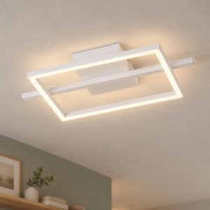 Eglo amandolo plafoniera led 17w rgb 2700k 6500k 40cm con telecomando per soggiorno moderna quadrata bianca