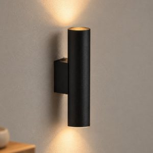 Applique moderna per soggiorno cilindro nera da parete