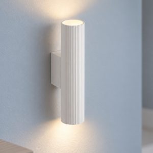 Applique da parete biemissione moderna cilindro bianco per soggiorno