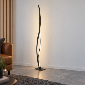 Eglo grisolia piantana led 20w 4000k 129cm per soggiorno moderna nera