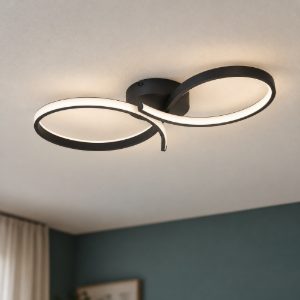 Eglo serpins plafoniera led 21w 3000k 60cm per soggiorno moderna nera