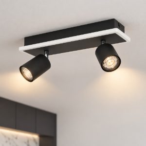 Eglo rimbocchi 1 plafoniera con 2 faretti led 12w 3000k orientabili 34cm moderna nera