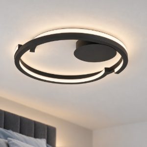 Eglo mezzomonte plafoniera led 40w cct 2700k 6500k 48cm con telecomando per camera da letto moderna nera