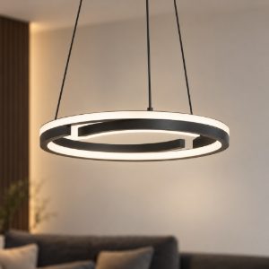 Eglo mezzomonte lampadario led 40w cct 2700k 6500k 48cm con telecomando per soggiorno moderno nero