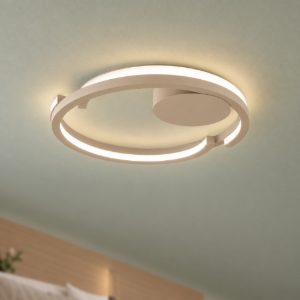 Eglo mezzomonte plafoniera led 40w cct 2700k 6500k 48cm con telecomando per camera da letto moderna sabbia
