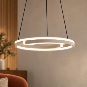 Eglo mezzomonte lampadario led 40w cct 2700k 6500k 48cm con telecomando per soggiorno moderno sabbia