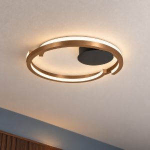 Eglo mezzomonte plafoniera led 40w cct 2700k 6500k 48cm con telecomando per camera da letto moderna bronzo e nero