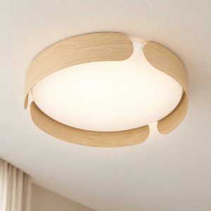 Eglo valcasotto plafoniera led 20w 3000k 37cm per soggiorno moderna bianca e legno