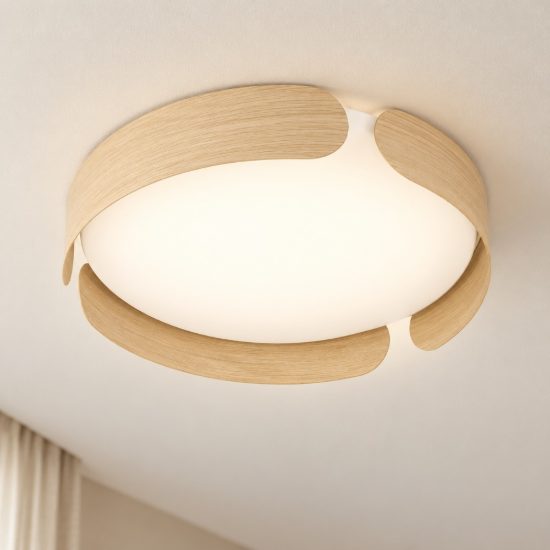 Eglo valcasotto plafoniera led 20w 3000k 37cm per soggiorno moderna bianca e legno