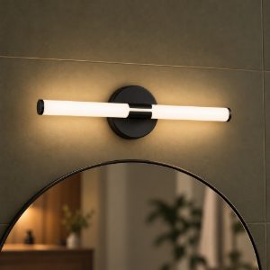 Eglo ramola applique per specchio led 7,5w cct 3000k 6500k 45cm ip44 per bagno moderna nera