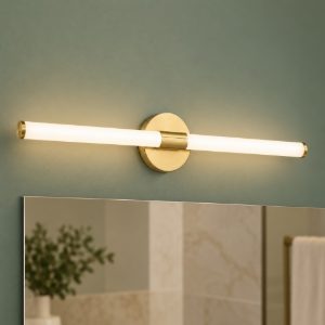 Eglo ramola applique per specchio led 11w cct 3000k 6500k 60cm ip44 per bagno moderna ottone