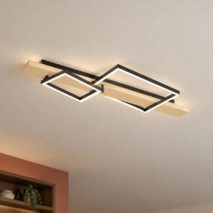 Eglo boyal plafoniera led 28w 3000k 78cm per soggiorno moderna 2 luci nero e marrone