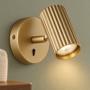 Eglo portillo applique per comodino camera da letto gu10 11cm moderna ottone