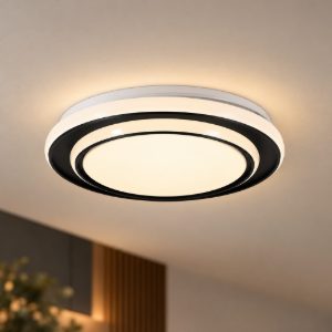 Eglo moschetta plafoniera led 24w cct 2700k 6500k 40cm per soggiorno moderna nera