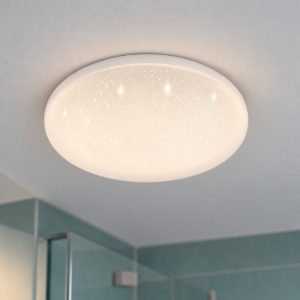 Eglo frania plafoniera led 18w cct 3000k 6000k 31cm ip44 per bagno moderna bianca effetto cristallo