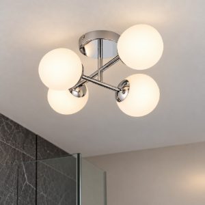 Eglo castrovido plafoniera 4 luci g9 led 16,8w 3000k 47,5cm ip44 per bagno moderna cromo