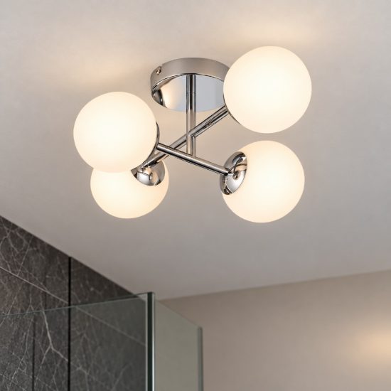 Eglo castrovido plafoniera 4 luci g9 led 16,8w 3000k 47,5cm ip44 per bagno moderna cromo