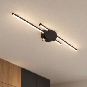 Eglo venticello plafoniera led 20,91w 3000k 75cm per cucina moderna nera
