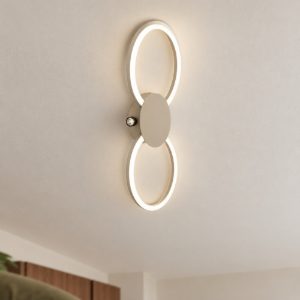 Eglo venticello 1 plafoniera led 20,91w 3000k 66cm per soggiorno moderna due anelli sabbia