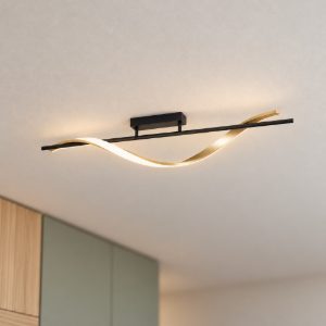 Eglo conaprato plafoniera led 20w cct 2700k 6500k 115cm per cucina moderna nero e ottone spazzolato