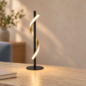 Eglo conaprato lampada da tavolo led 8,8w cct 2700k 6500k 46,5cm moderna spirale nero e ottone spazzolato