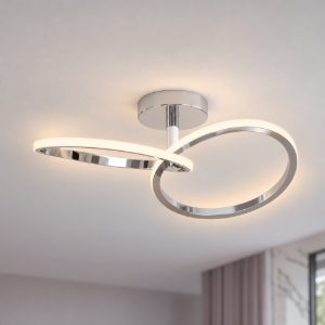 Eglo congiunti plafoniera led 12w cct 2700k 6500k 46,5cm per soggiorno moderna due anelli cromata