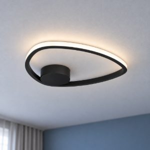 Eglo moschella plafoniera led 9,7w cct 2700k 6500k 37,5cm per soggiorno moderna nera