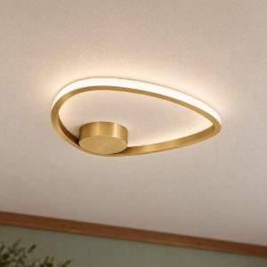 Eglo moschella plafoniera led 9,7w cct 2700k 6500k 37,5cm per soggiorno moderna ottone spazzolato
