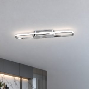 Eglo conivarena plafoniera led 20w cct 2700k 6500k 69cm per cucina moderna cromo