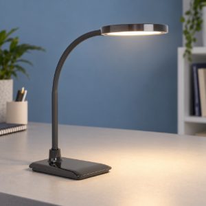 Eglo lauro lampada da scrivania led 5,5w cct 2700k 6500k 36cm dimmerabile per ufficio moderna nera