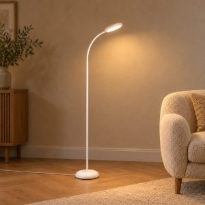 Eglo lauro piantana led 5,5w cct 2700k 6500k 132cm dimmerabile per soggiorno moderna bianca