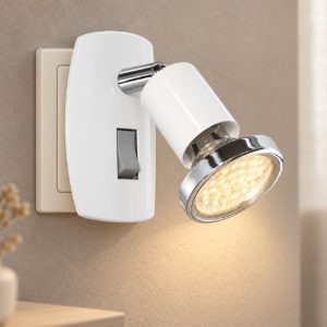 Eglo mini 4 faretto con spina gu10 led 2,8w 3000k 10cm moderno bianco e cromo