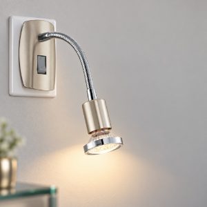 Eglo mini 4 faretto con spina gu10 led 2,8w 3000k 18cm moderno nichel e cromo