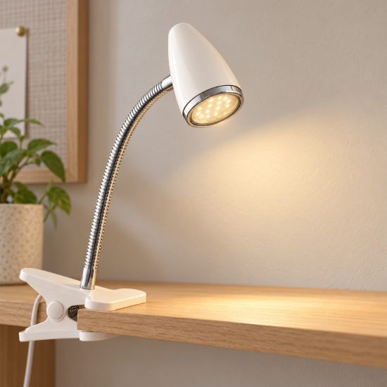 Eglo riccio 1 lampada a pinza gu10 led 2,8w 3000k 36cm per ufficio moderna bianca e cromo