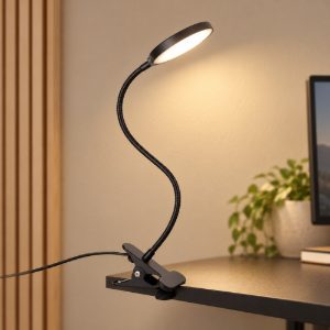 Eglo casetto lampada a pinza led 3,8w 3000k 49,2cm per ufficio moderna nera