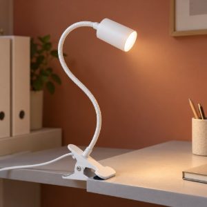 Eglo lardaro lampada a pinza led 3,6w 3000k 35,5cm per ufficio moderna bianca