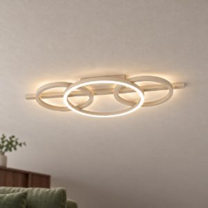 Eglo planillo plafoniera led 21w cct 2700k 6500k 55cm per soggiorno moderna tre anelli sabbia