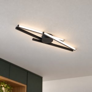 Eglo pradilla plafoniera led 21w cct 2700k 6500k 74cm per cucina moderna nera
