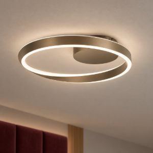 Eglo camerota plafoniera led 30w cct 2700k 6500k 41cm con telecomando per camera da letto moderna bronzo scuro