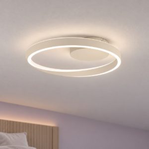 Eglo camerota plafoniera led 30w cct 2700k 6500k 41cm con telecomando per camera da letto moderna sabbia