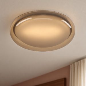 Eglo conistarino plafoniera led 19,5w cct 2700k 6500k 40cm per camera da letto moderna bianca e marrone