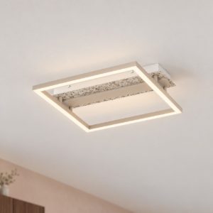 Eglo crispieri plafoniera per soggiorno moderna grigio chiaro led 24w 2700k 37cm