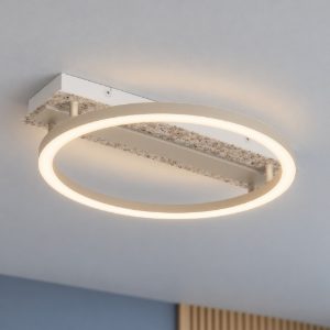Eglo crispieri plafoniera per soggiorno moderna anello grigio chiaro led 24w 2700k 37cm