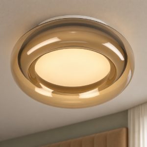 Eglo conistarino plafoniera led 19,5w cct 2700k 6500k 40cm per camera da letto moderna bianca e marrone doppio bordo