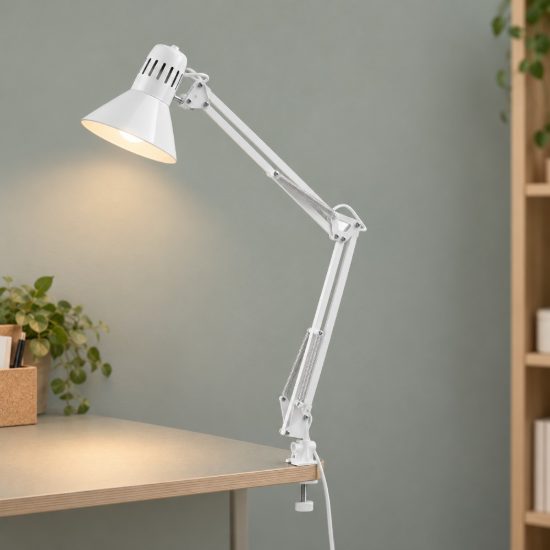 Eglo firmo lampada da scrivania e27 82cm per ufficio moderna bianca lucida