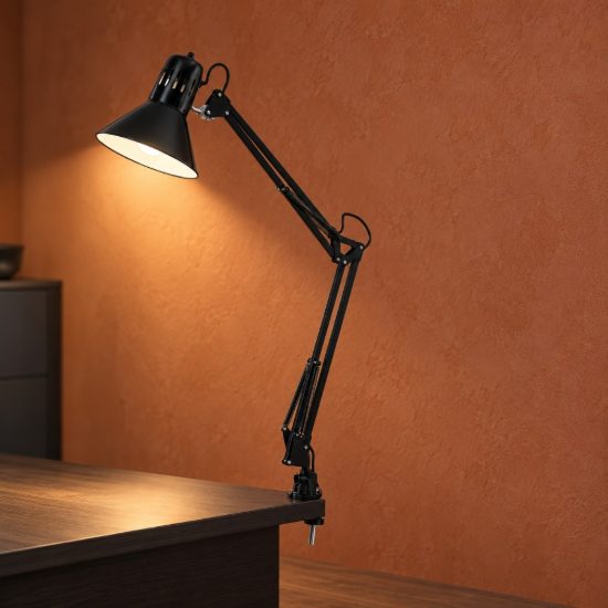 Eglo firmo lampada da scrivania e27 82cm per ufficio moderna nera lucida