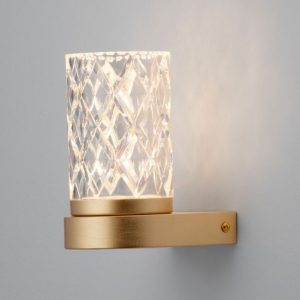 Applique led 6w 3000k cilindrica da parete oro ottone per soggiorno