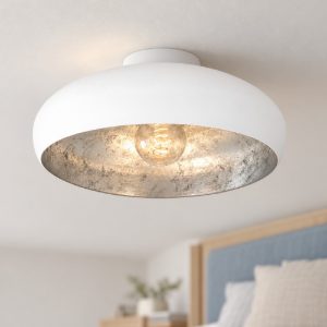 Eglo mogano plafoniera 40cm per camera da letto moderna bianca e argento