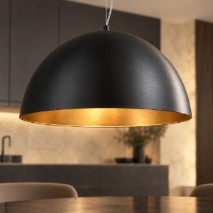 Eglo gaetano 1 lampadario a sospensione 53cm per cucina moderno nero e oro